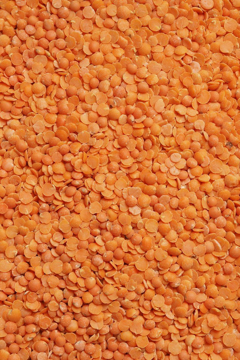 Lentilles corail en vrac vues de dessus